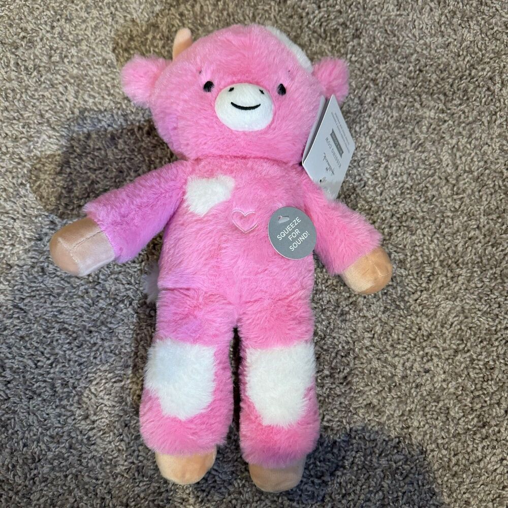 Hallmark Plush Pink Kissing Cow w/ Sound Squeeze Tummy Stuffed Animal TESTED NWT
